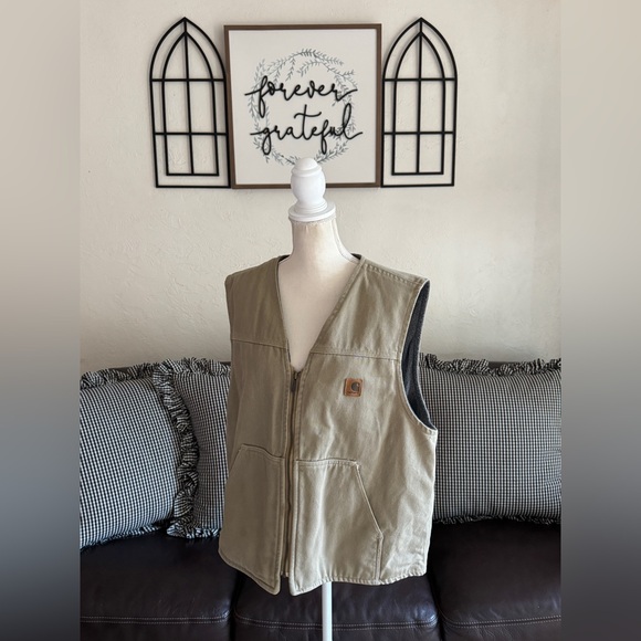 Carhartt Other - Vintage Y2K Carhartt Sherpa Lined Canvas Zip Vest Size XL
